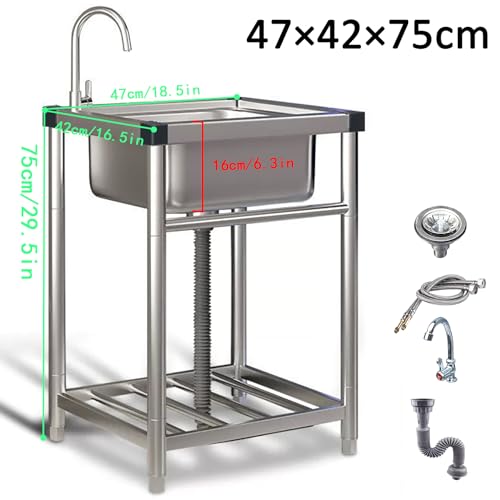Évier utilitaire en acier inoxydable avec support et robinet mitigeur