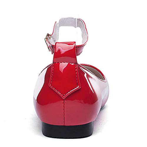 LUXMAX Womens Patent Leather Ballet Flats Ankle Strap Ballerina Shoes4