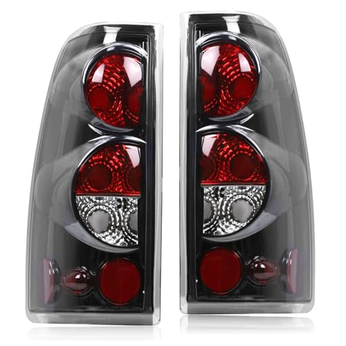 Nakuuly Tail Light Black Compatible With 1999-2006 Chevy Silverado 1500 2500 3500 2007 Classic 1999-2002 GMC Sierra 1500 2500 3500 Driver and Passenger Side Taillights without Bulb