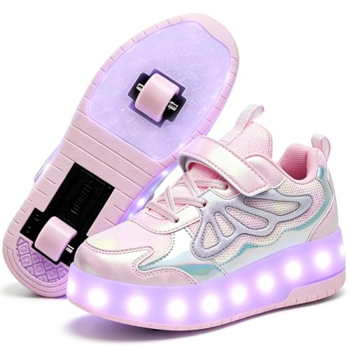 Image of Nsasy Roller Shoes Kids Roller Skates Shoes Girls Boys Wheels Shoes Become Sport Sneaker with Led for Children Gift