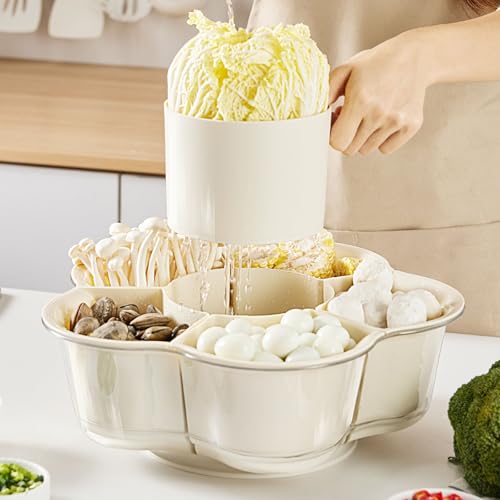 Bandeja de servir dividida y escurridor para verduras de cocina 5