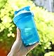 Shaker-Flasche für Proteinpulver, Kunststoff-Wasserflasche fürs Training, 400 ml, mit Mix-Ball und auslaufsichere Kappe, für Sport oder Gym, Flasche für nahrungsergänzende Getränke (Blau)