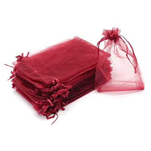 Image of Dealglad 50pcs Drawstring Organza Jewelry Candy Pouch Christmas Wedding Party Favor Gift Bags (3x4 inch, Wine)