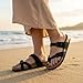 CUSHIONAIRE Luna Sandals for Women, Cork Footbed Womens Sandals for Summer Comfort with Adjustable Straps, Wide Width Available, BLACK 10