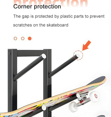 Metal Skateboard Storage Rack - Floor-Standing Organizer for Snowboards, Skis, Longboards, Electric Skateboards - Space-Saving Sports Equipment Solution