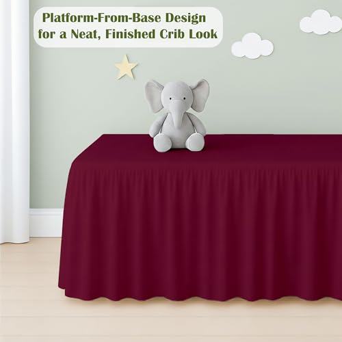 Image of Luxury Crib Bed Skirt 28 inch x 52 inch with 14 Inch Drop Soft & Breathable Dust Ruffle Fits Standard Crib and Toddler Bed Nursery Microfiber Fabric Ruffle Bed Skirt for Baby Boys or Girls Burgundy Solid