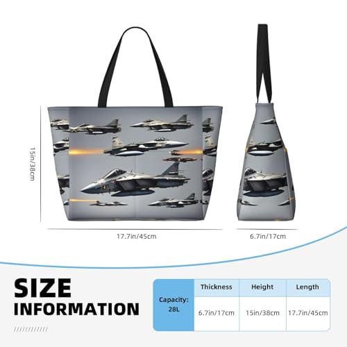 Aircraft Fighter Jets Large Capacity Foldable Tote Bag Women Beach Tote Bag Handbag Gym Bag Travel Shopping Bag4