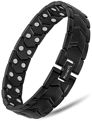 MagnetRX® Bracelet Magnétique Ultra Fort - Bracelet Magnétique pour Homme - Ajustable avec Outil de Taille (Noir) Cover