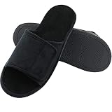 Magtoe House Slippers for Men Open Toe Slippers - Mens Adjustable Closure Strap Slippers Indoor Slid