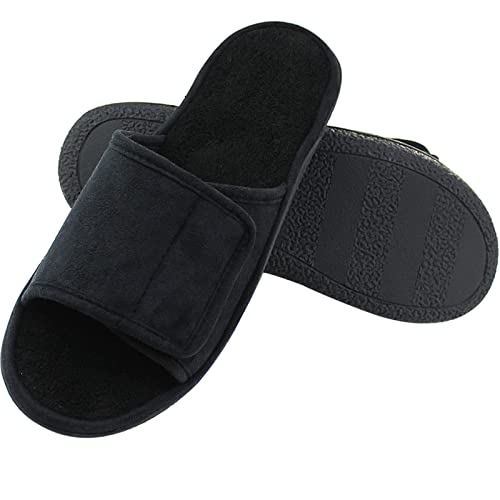 Image of Magtoe Adjustable House Slippers for Men Soft Open Toe Breathable Indoor Slip on Mens Slides Sandals with Memory Foam for Home Bedroom,All Seasons