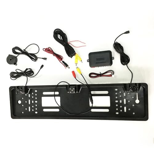 Cenei Caméra de Recul de Voiture 12 V 4 LED avec Capteur Radar pour Le Stationnement Cadre de Support de Plaque D'Immatriculation Européenne Accessoires...