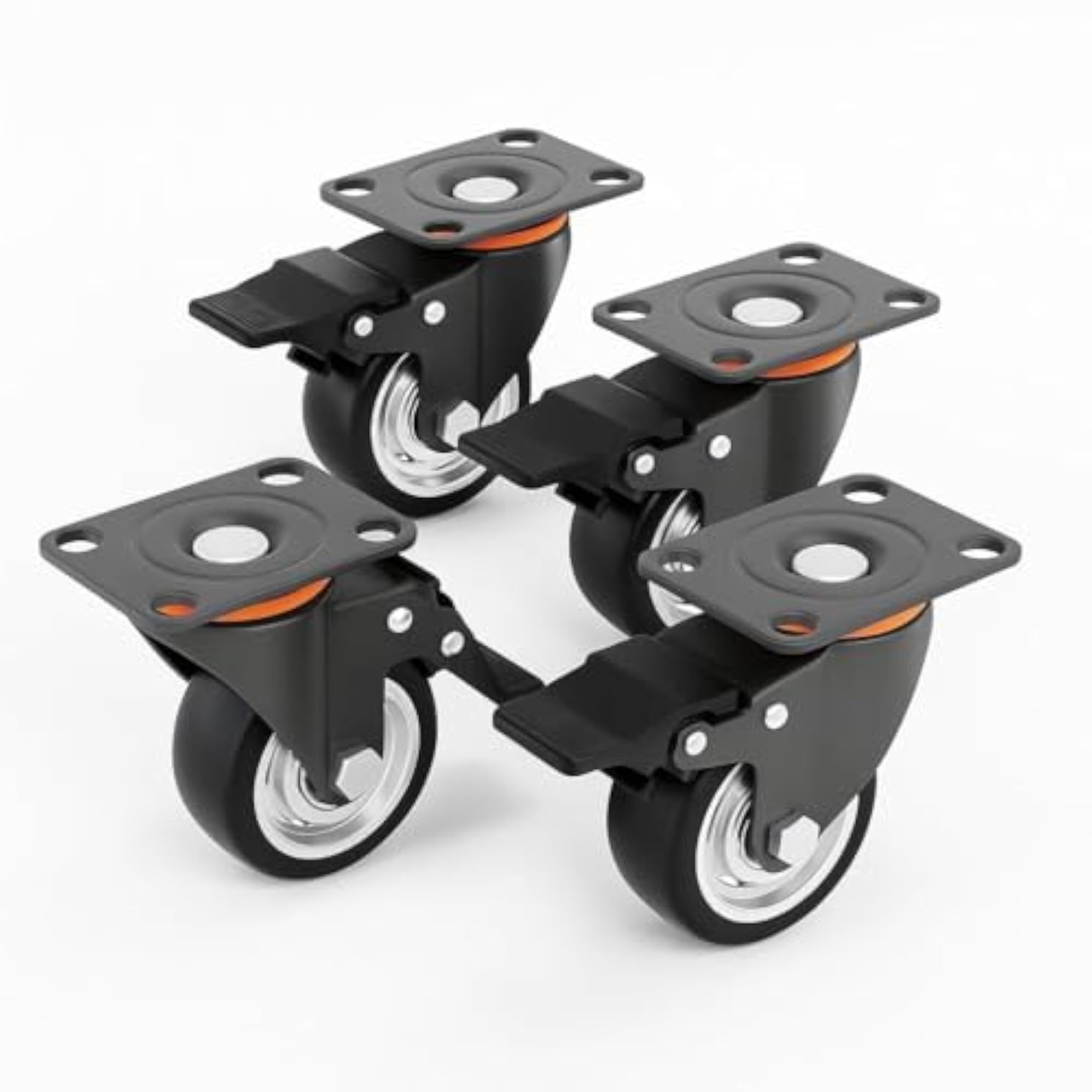 Caster Wheels, Heavy Duty Swivel Castors with Brake, 4 Pack
