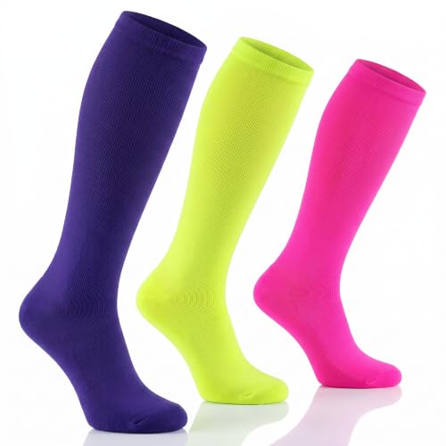 Image of Tipi Toe 3 Pairs Patterned Compression Socks for Women & Men, 12-14 mmHg Mild Support for Circulation & Swelling, Knee High