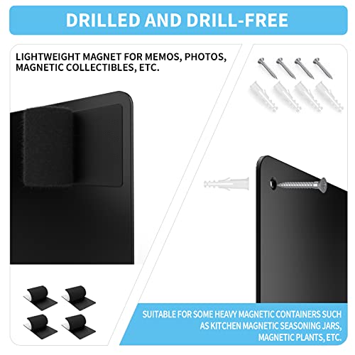Magnetic Board, 17.1" X 11.8" Magnet Display,For Magnets And Bulletin Board,Suitable For Wall, Refrigerator, Compartment, Cabinet Etc,Comes With Dual Lock Tape For Easy Hanging (Black) #TOP2