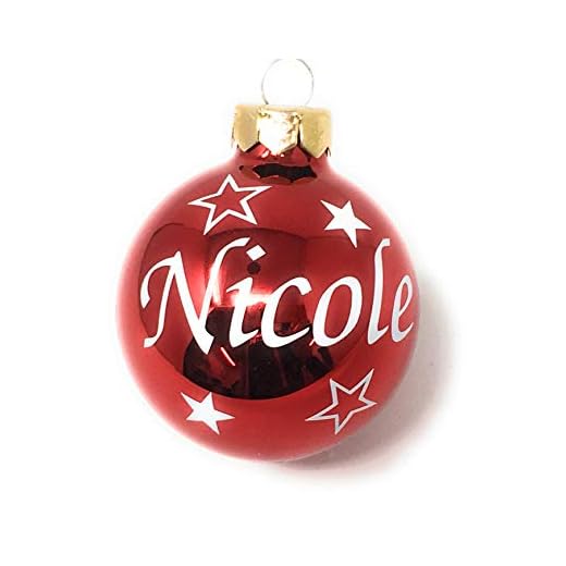 Weihnachtskugel mit Name aus Glas 6cm Wunschtext Rot Glänzend Personalisiert Christbaumkugel