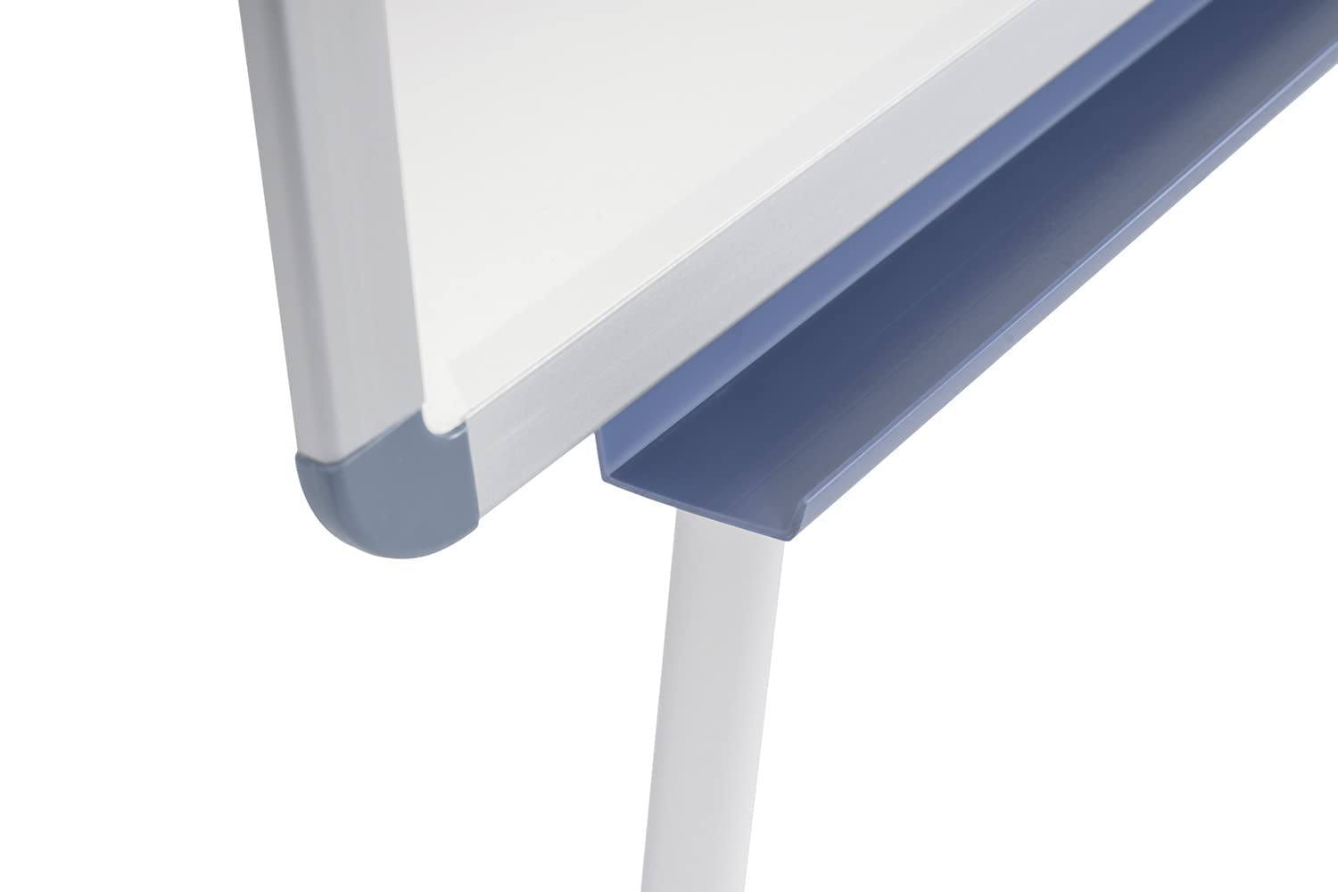 Bi-Joy Pizarra Blanca Magnética con Caballete Trípode, 70 x 100 cm, Marco Gris y azul, con Bandeja y Clip Ajustable para Bloques