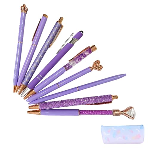 Bolígrafo de diamante y metal en color morado con oro rosa para mujer