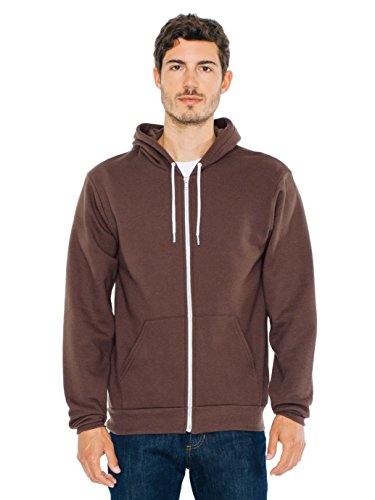 American Apparel Men Flex Fleece Zip Hoodie Size 2XL Brown