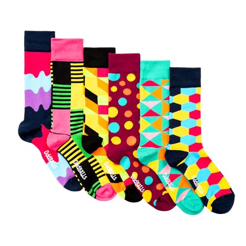 OddBalls | Sock Multipack | 6 Pack | Mens & Womens | Colourful Cotton Socks | Work Socks | Elasticated Ankle | Random 6 Bundle | Size 11-13
