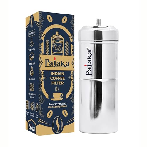 PAJAKA Macchina da caffè con filtro indiano meridionale da 250 ml, tazza da 4-6 tazze Madras Kaapi Kappi Drip Maker Brewer Dripper in acciaio inox di medie dimensioni per casa e cucina