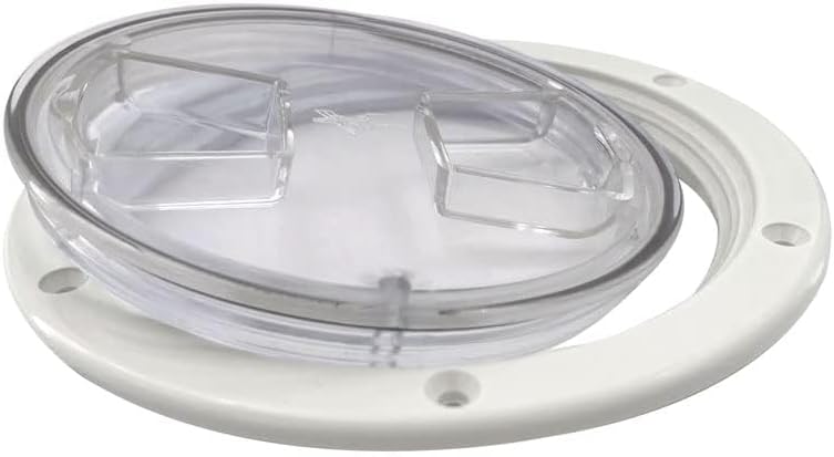 JT-HLM 4 inch Boat Deck Plate Hatch ABS Marine Round Inspection Deck Plate Hatch with Detachable Clear Lid for Boat Yacht, White