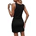 Womens Casual Mini Dress Fashion Waffle Knit Sleeveless Strap Square Neck Dresses Summer Loose Fit Tunic Tank Dress Black
