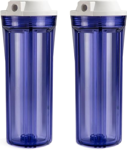 iSpring HC12X2 1/4'' Clear Water Filter Housing for Reverse Osmosis System, 2.5 Inch x 10 Inch Filters, Pack of 2