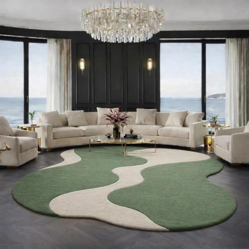 Image of Hand Tufted Carpet Nz Wool with Silk Abstract Design Non Slip Luxury Exclusive Rectangular Carpet for Living Room Bedroom (Size : 5x8 Ft, 152x244 CM), Multicolor