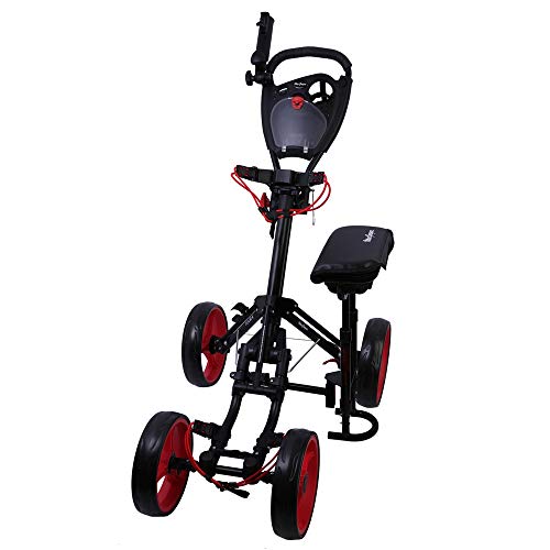Image of MACGREGOR Golf Deluxe VIP 4 Wheel Golf Trolley With Seat (Black/Red)