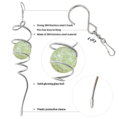 Image of Aoedelyart Glow in The Dark Wind Spinner Tail Gazing Ball Spiral Decorative Spiral Tail Wind Spinner Stabilizer Sun Catcher,Indoor Outdoor Hanging Art Garden Decoration Wind Sculpture Stabilizer-13in