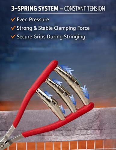 OFFAXE Tennis Bespannungswerkzeug Starting Clamp – 3-Feder Klemme für Tennis- & Badmintonschläger, Robuste Racket-Starting-Klemme für Bespannungsmaschine