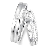 Calefee Par de anillos de boda para él y ella, anillos de boda de oro auténtico 375, simples joyas moissanite, para mujer 52 y hombre 62