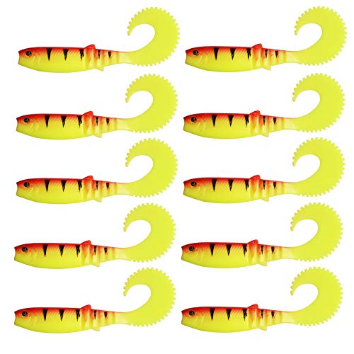 East Rain 9cm 4.8g 3D Shad Swimbait pour leurres de pêche Cannibal Curved Tail leurre Souple Leurres Artificiels (K 10pcs) Cover