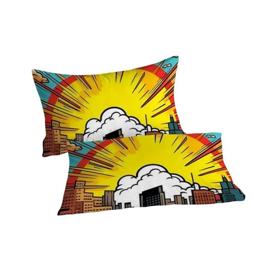 Housse de couette imprimé 3D ville grand format 200x200cm en microfibre douce