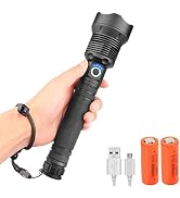 ELfcat Rechargeable 250,000 Lumen Flashlight - High Brightness With Digital Display, 5 Modes, IPX6 Waterproof