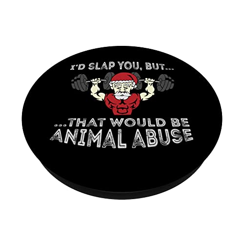Badass Santa I'd slap you, but that would be animal abuse PopSockets Swappable PopGrip, Black - Image 2