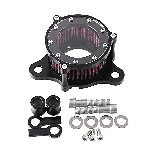 Wanlian Sales Motorcycle Powersports Air Filters,Air Cleaner Intake Filter System Kit For Harley Davidson Sportster 883 1200,Billet Aluminum Cnc Machined Washable(Transparent-Black) #TOP1