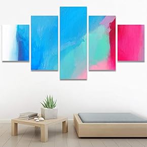 SIGNWIN 5 Panel Canvas Wall Art Abstract Colorful...