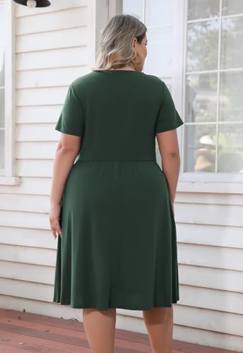 Image of Nemidor Women Plus Size Casual Dress Midi Flt Flare Pocket
