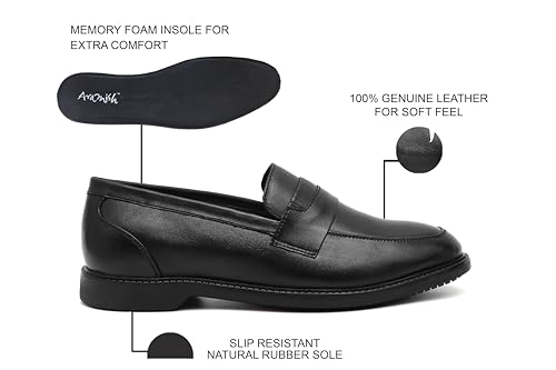 Image of ARAMISH New Men's Leather Slip on Formal Shoes Moccasin Loafers for Men's