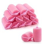 Funalix 12 Pezzi Bigodini per Capelli in Schiuma, Rulli in Spugna Morbida per Styling, Ideali per Dormire e per Capelli Corti o Lunghi,Donne e Bambini (Rosa)