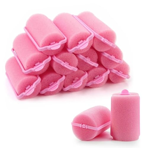 Funalix Lot de 12 bigoudis en éponge - Pour cheveux longs et courts - En mousse souple - Pour femmes, filles et enfants - Outils de coiffure DIY pour des boucles durables