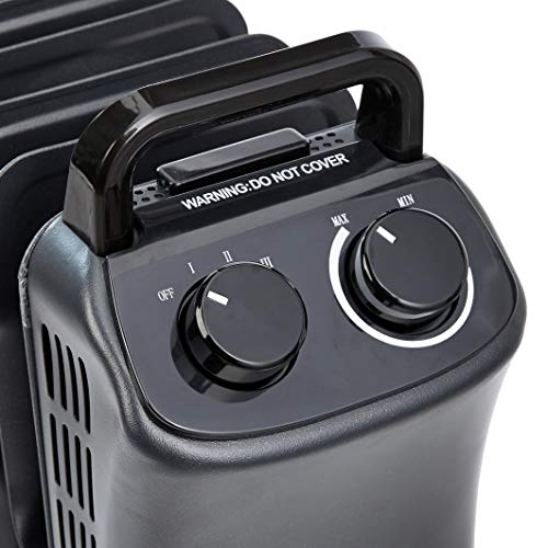 Amazon Basics Portable Radiator Heater With 7 Wavy Fins, Manual Control, Black, 1500W #TOP3
