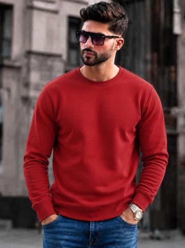 Image of Mack Jonney Men's Solid Winter Sweatshirt|Soft Fleece Fabric Full Sleeve Round Neck Sweatshirt|Stylish Casual Wear for Men-mj-281