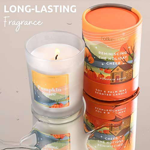 Folkulture Fall Candles For Home Scented, 7.06 Oz Soy Wax Scented Candle Jar, Candle Gifts For Women, Odor Eliminating & Non - Toxic Candle, Large Pumpkin Candle - 50 Hr Burn Time (Pumpkin Spice) #TOP5