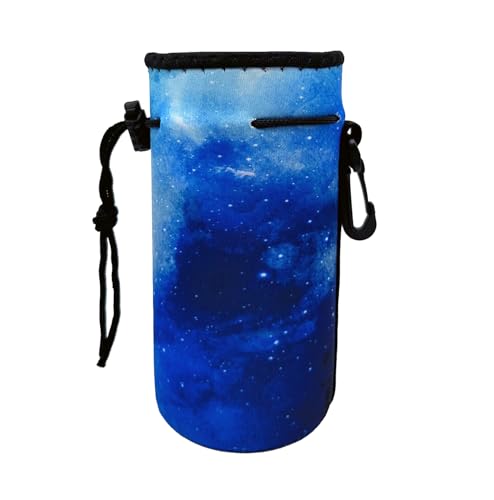 AMMKRO Neoprene Bottle Carrier, Portable Insulator Cover with Drawstring for 18-20 Oz Water Bottles (Blue)