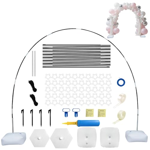 Sythrix Reusable Balloon Arch Kit, Balloon Arch-85PCS Adjustable Stand Kit 10.5ft with Water Fillable Base Fibre Pole Tape Clips, for Christmas Weddings Birthdays Party Supplies Halloween