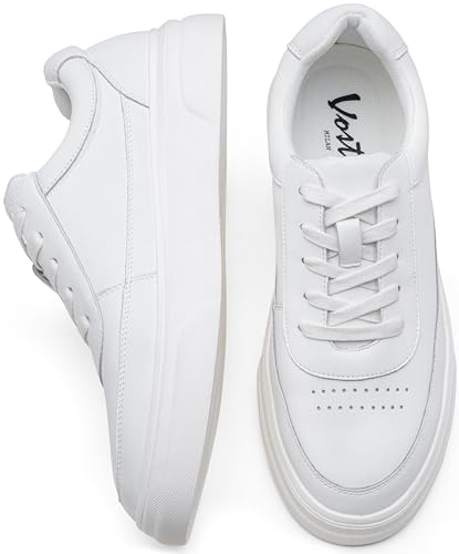 Vostey Men's Fashion Sneakers Leather White Shoes for Men Comfortable Mens Casual Shoes4