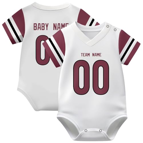 Image of KREDE Baby Clothes Unisex Bodysuit Jersey Style Custom Name Number for Baby Boys