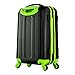 Olympia U.S.A. Apache 3-Piece Expandable Lightweight Hardside Luggage Set with Double 4 Wheels Spinner Suitcase and Hidden Laptop Compartment, Black/Lime